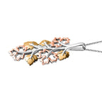 GP Maple Leaf Collection - Leaf Pendant with Chain (Size 20) in 18K Vermeil Yellow & Rose Gold Plated and Platinum Overlay Sterling Silver