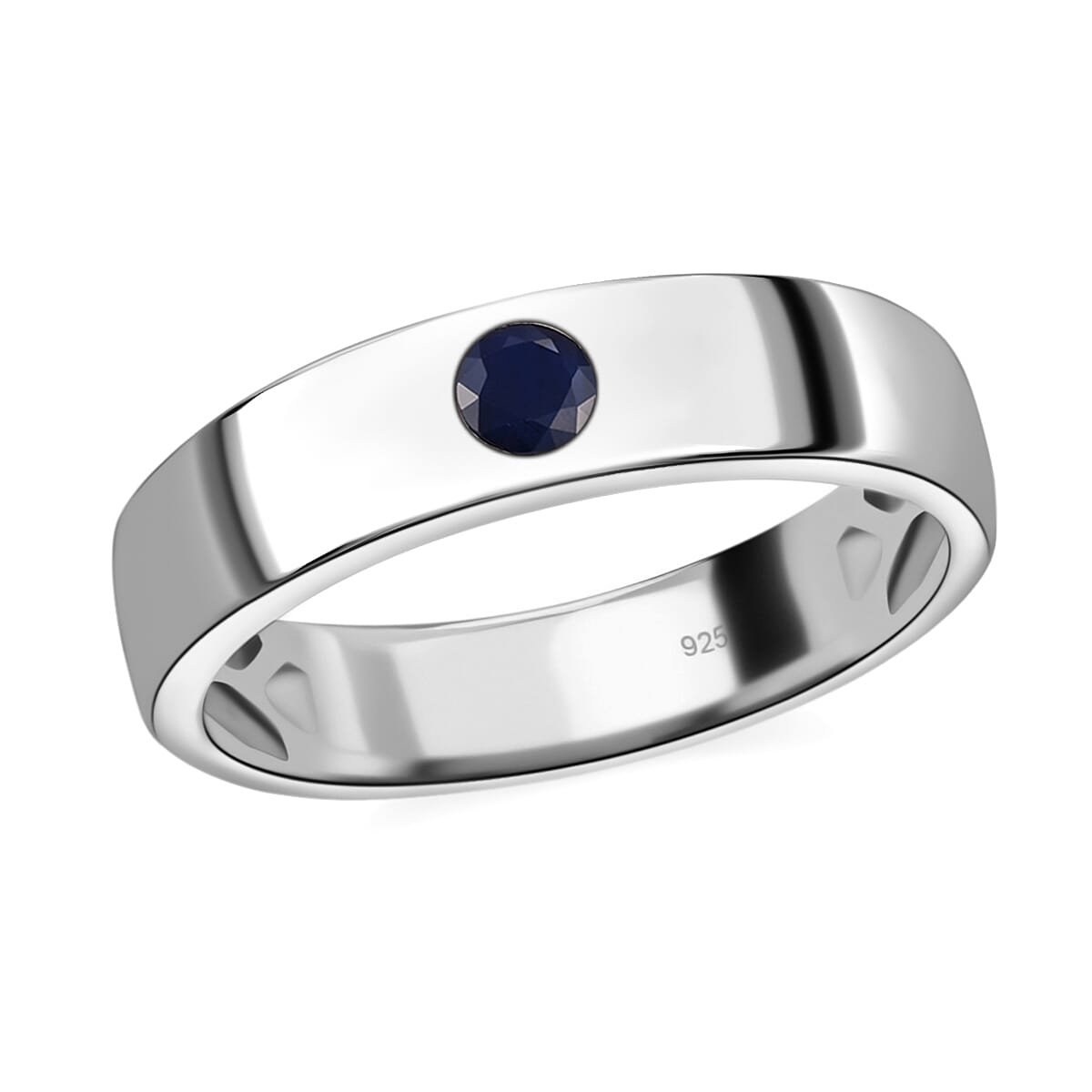 Blue Sapphire Ring in Platinum Plated Sterling Silver 3634709 1