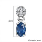 Blue Sapphire & Natural Zircon Earrings in Platinum Overlay Sterling Silver