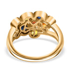 Blue Sapphire ,  Yellow Sapphire ,  Orange Sapphire ,  Red Sapphire  Fancy Ring in 18K YG Vermeil Sterling Silver 1.15 ct  1.279  Ct.