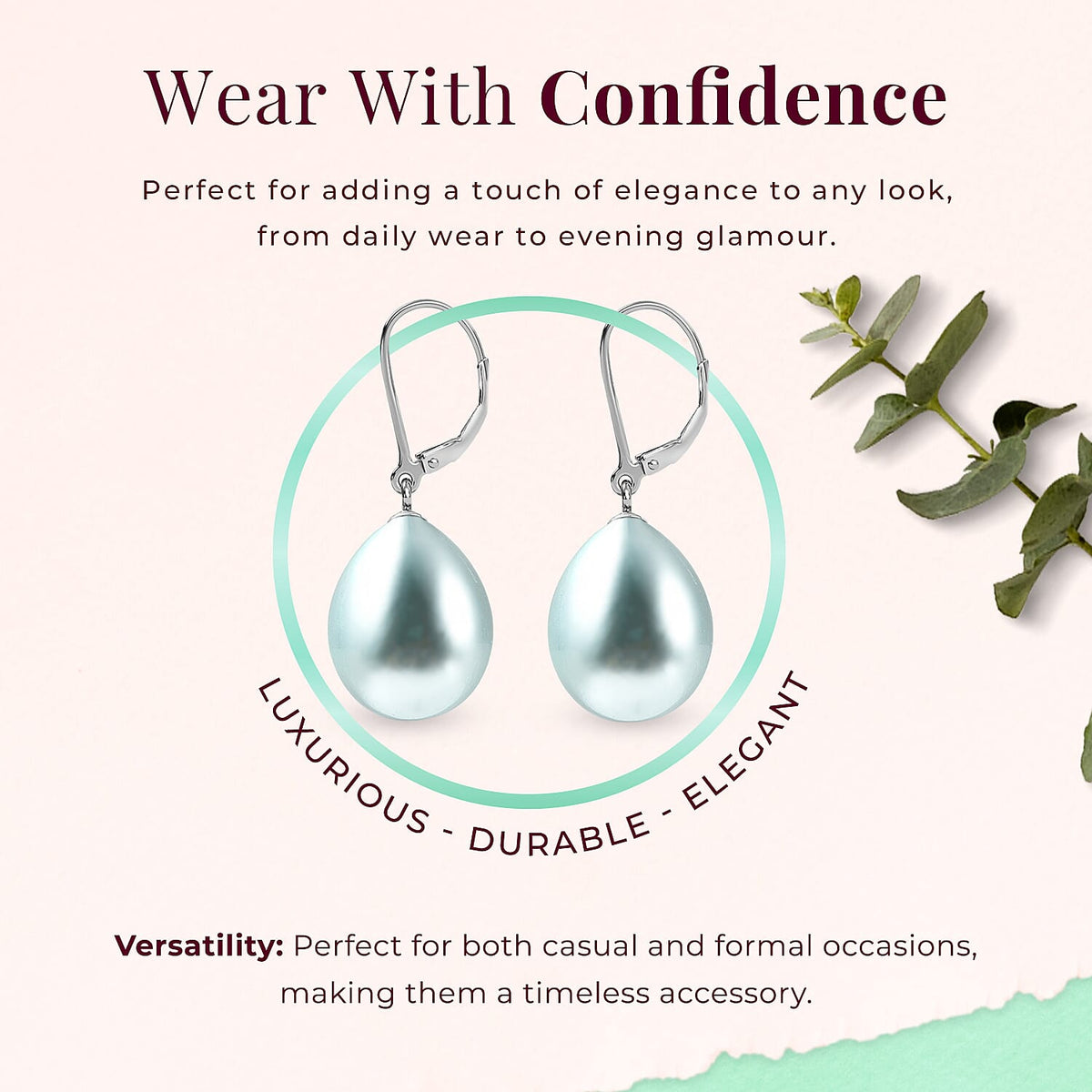 Blue Shell Pearl Solitaire Drop Earrings in Sterling Silver with Rhodium Plating 6298548 5