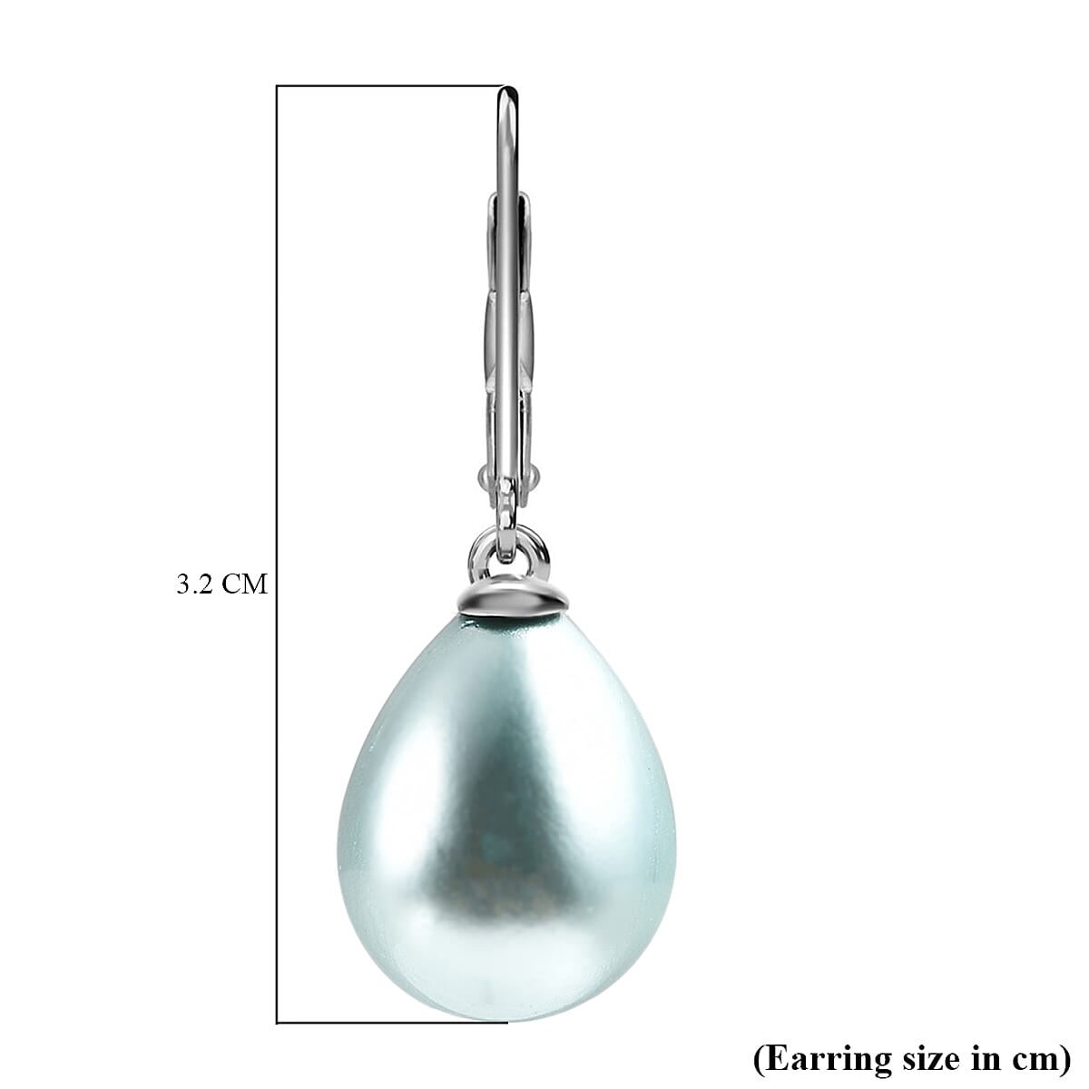 Blue Shell Pearl Solitaire Drop Earrings in Sterling Silver with Rhodium Plating 6298548 6