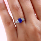 Premium Blue Spinel and Diamond Ring in Platinum Overlay Sterling Silver 1.14 Ct.