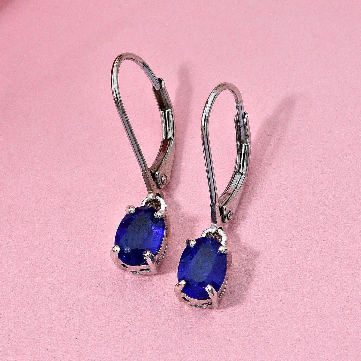 Premium Vietnamese Cobalt Blue Spinel Earring With Lever Back in Rhodium Overlay Sterling Silver 1.80 Ct. 8021919 1