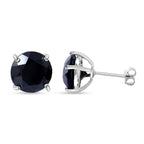 Close Out Deal- Boi Ploi Black Spinel Stud Earrings in Rhodium Overlay Sterling Silver 10.00 Ct.