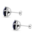 Close Out Deal- Boi Ploi Black Spinel Stud Earrings in Rhodium Overlay Sterling Silver 10.00 Ct.