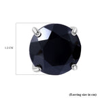 Close Out Deal- Boi Ploi Black Spinel Stud Earrings in Rhodium Overlay Sterling Silver 10.00 Ct.