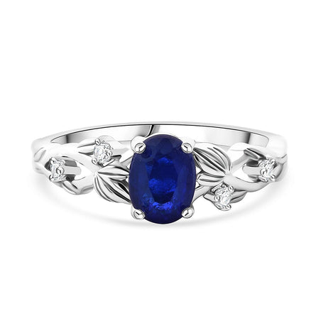 Premium Vietnamese Cobalt Blue Spinel &amp; Moissanite Ring in Rhodium Overlay Sterling Silver 1.00 Ct. 8102167 1