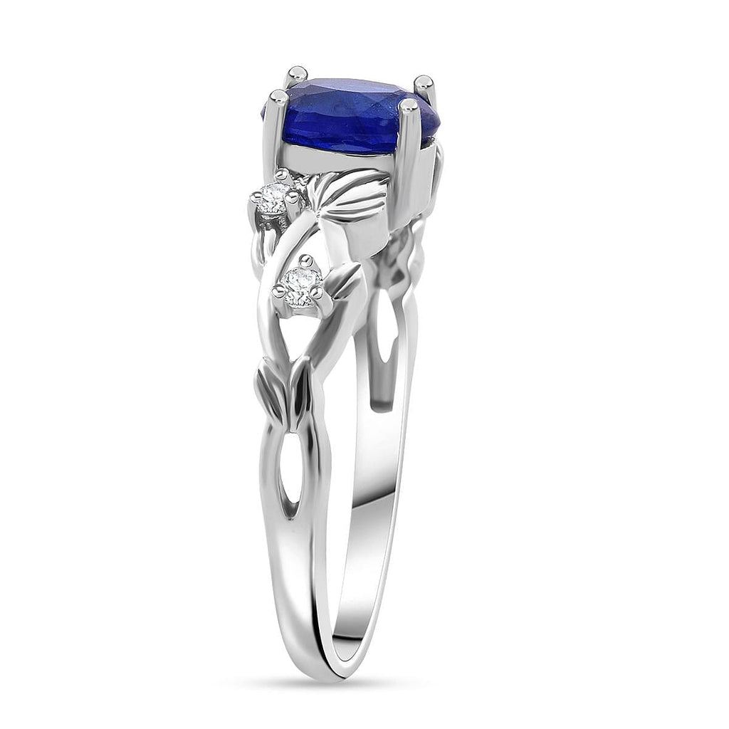 Premium Vietnamese Cobalt Blue Spinel & Moissanite Ring in Rhodium Overlay Sterling Silver 1.00 Ct.