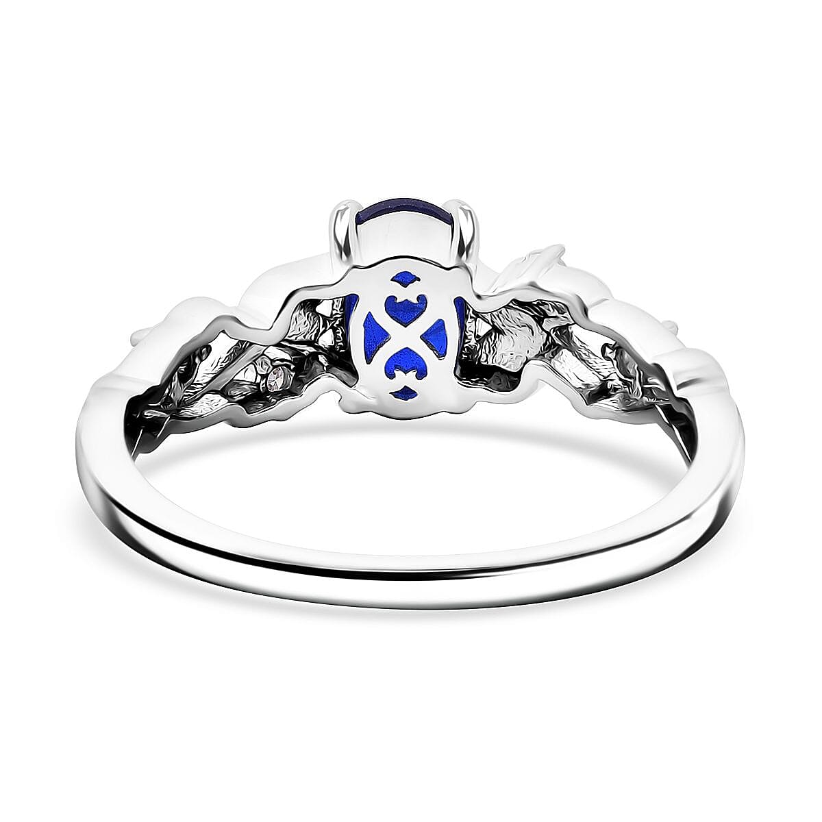 Premium Vietnamese Cobalt Blue Spinel &amp; Moissanite Ring in Rhodium Overlay Sterling Silver 1.00 Ct. 8102167 4