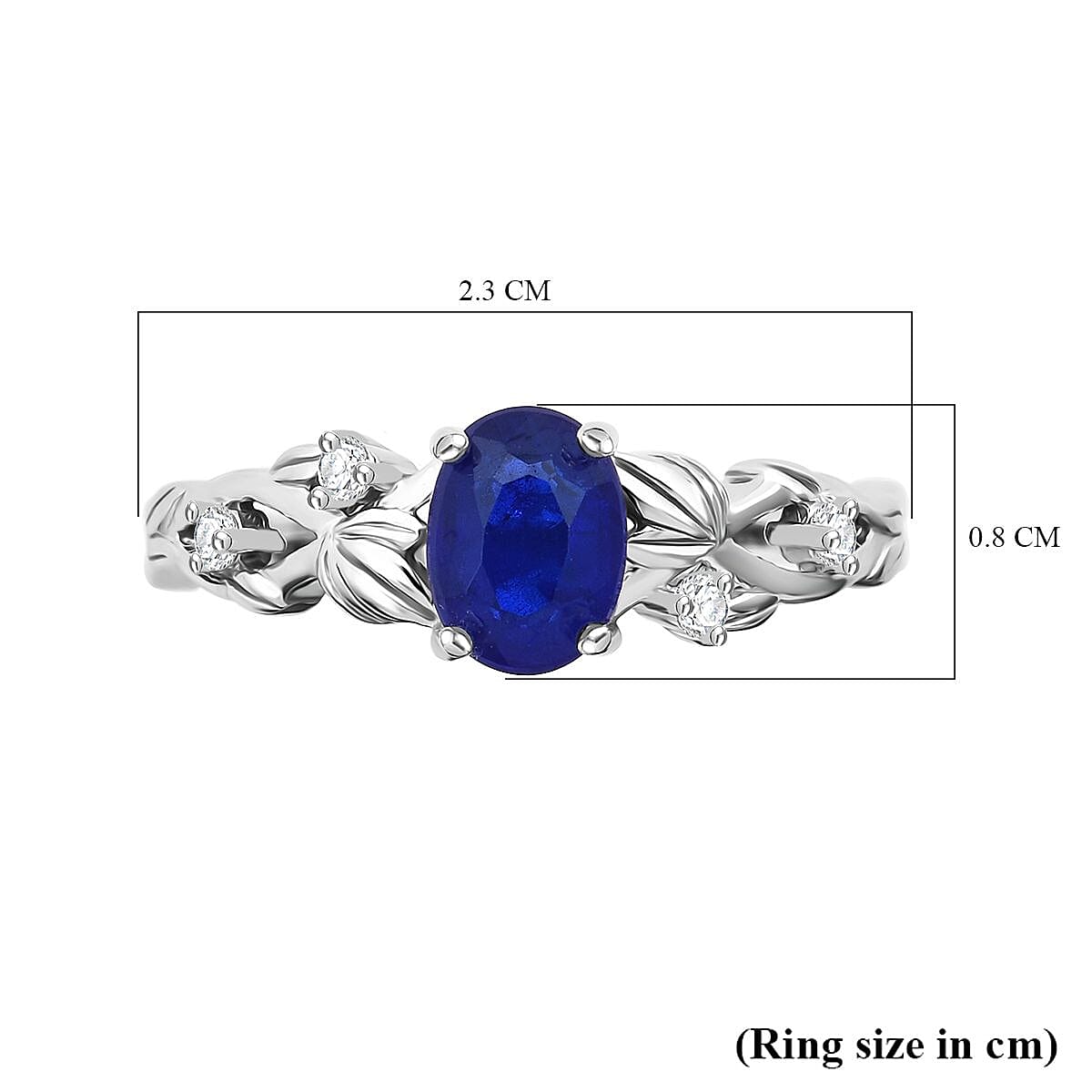 Premium Vietnamese Cobalt Blue Spinel &amp; Moissanite Ring in Rhodium Overlay Sterling Silver 1.00 Ct. 8102167 5