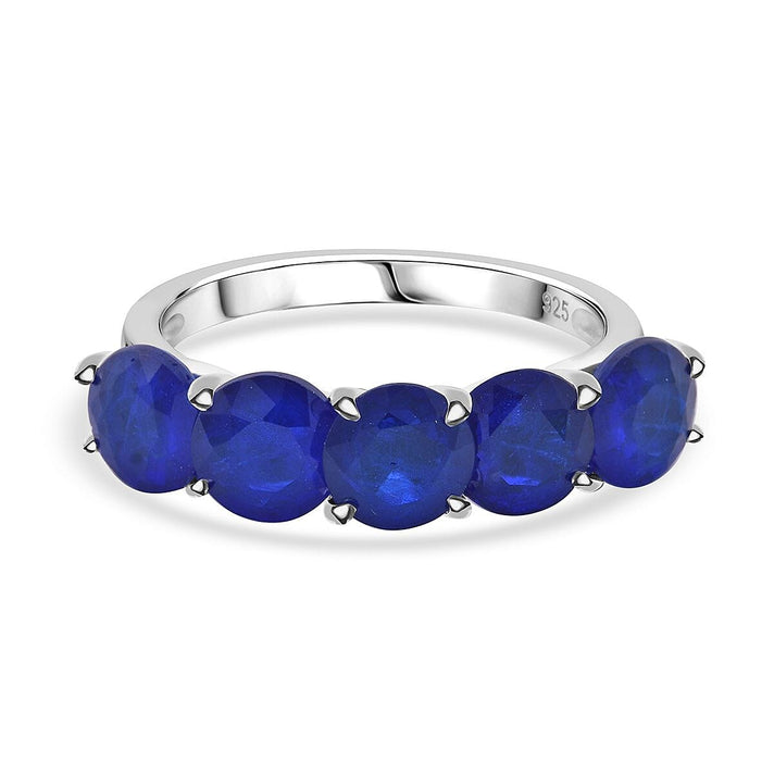 Premium Vietnamese Cobalt Blue Spinel 5 Stone Ring in Rhodium Overlay Sterling Silver 5.10 Ct. 8102157 1