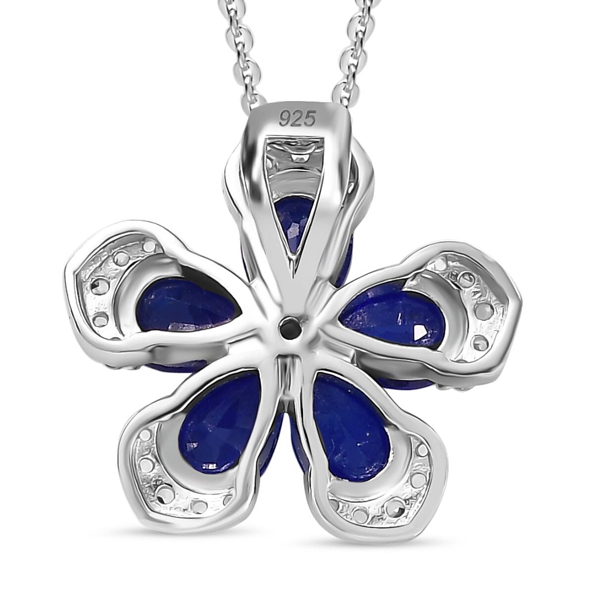 Premium Vietnamese Cobalt Blue Spinel &amp; White Zircon Pendant with Chain (Size - 20) in Rhodium Overlay Sterling Silver 2.76 Ct. 4327263 4
