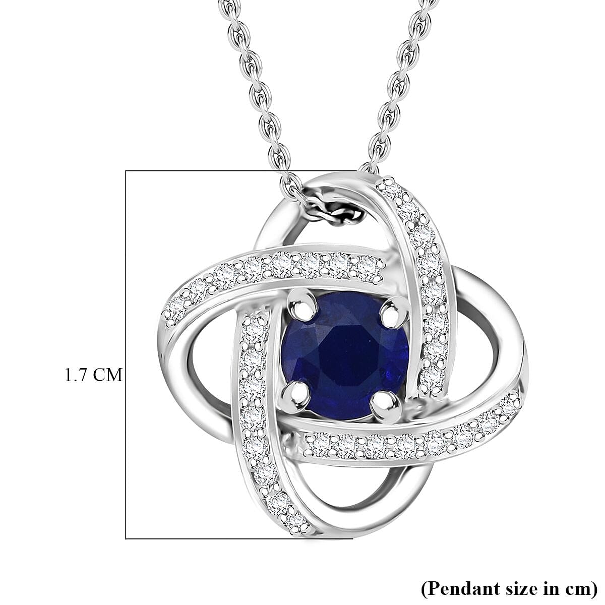 Premium Vietnamese Cobalt Blue Spinel &amp; White Zircon Pendant with Chain (Size 20) in Rhodium Overlay Sterling Silver 1.56 Ct. V32672993 5
