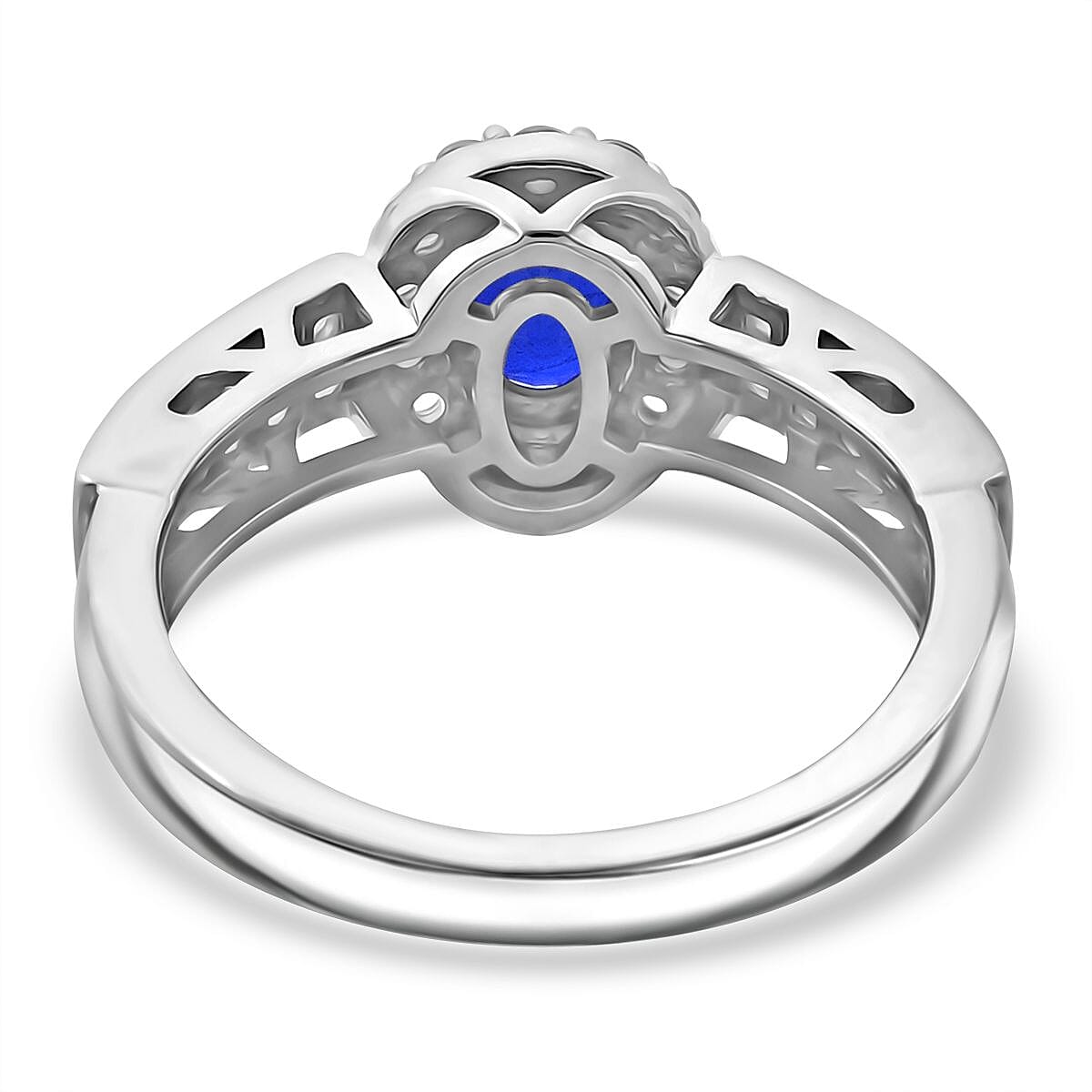 Premium Vietnamese Cobalt Blue Spinel &amp; White Zircon Ring in Rhodium Overlay Sterling Silver 1.30 Ct. 8021545 4