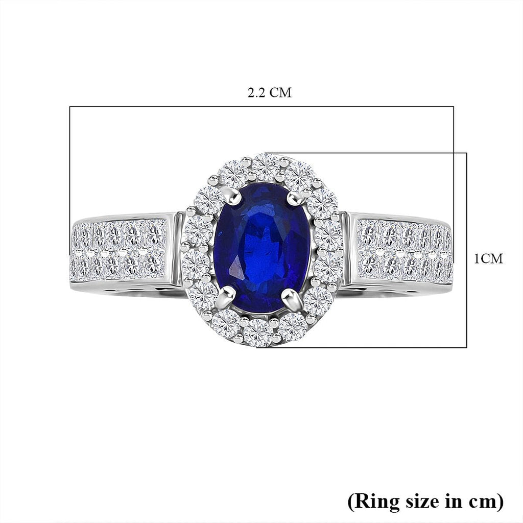Premium Vietnamese Cobalt Blue Spinel & White Zircon Ring in Rhodium Overlay Sterling Silver 1.30 Ct.