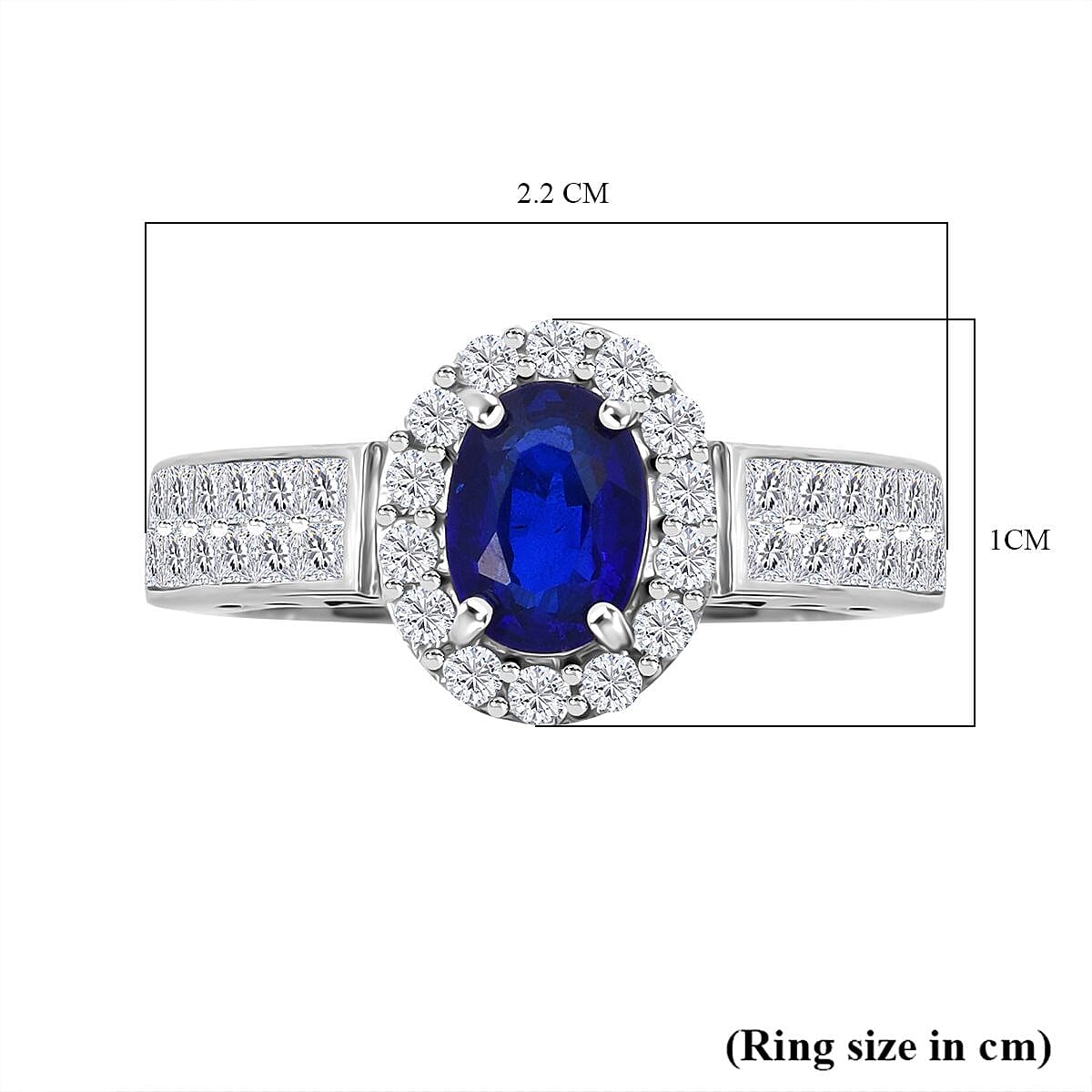 Premium Vietnamese Cobalt Blue Spinel &amp; White Zircon Ring in Rhodium Overlay Sterling Silver 1.30 Ct. 8021545 5