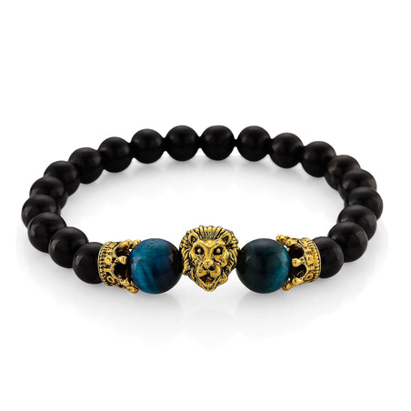 Blue Tigers Eye &amp; Natural Shungite Adjustable Lion Bracelet 70.00 Ct. 8427906 1