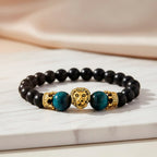 Blue Tigers Eye & Natural Shungite Adjustable Lion Bracelet 70.00 Ct.
