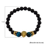 Blue Tigers Eye & Natural Shungite Adjustable Lion Bracelet 70.00 Ct.