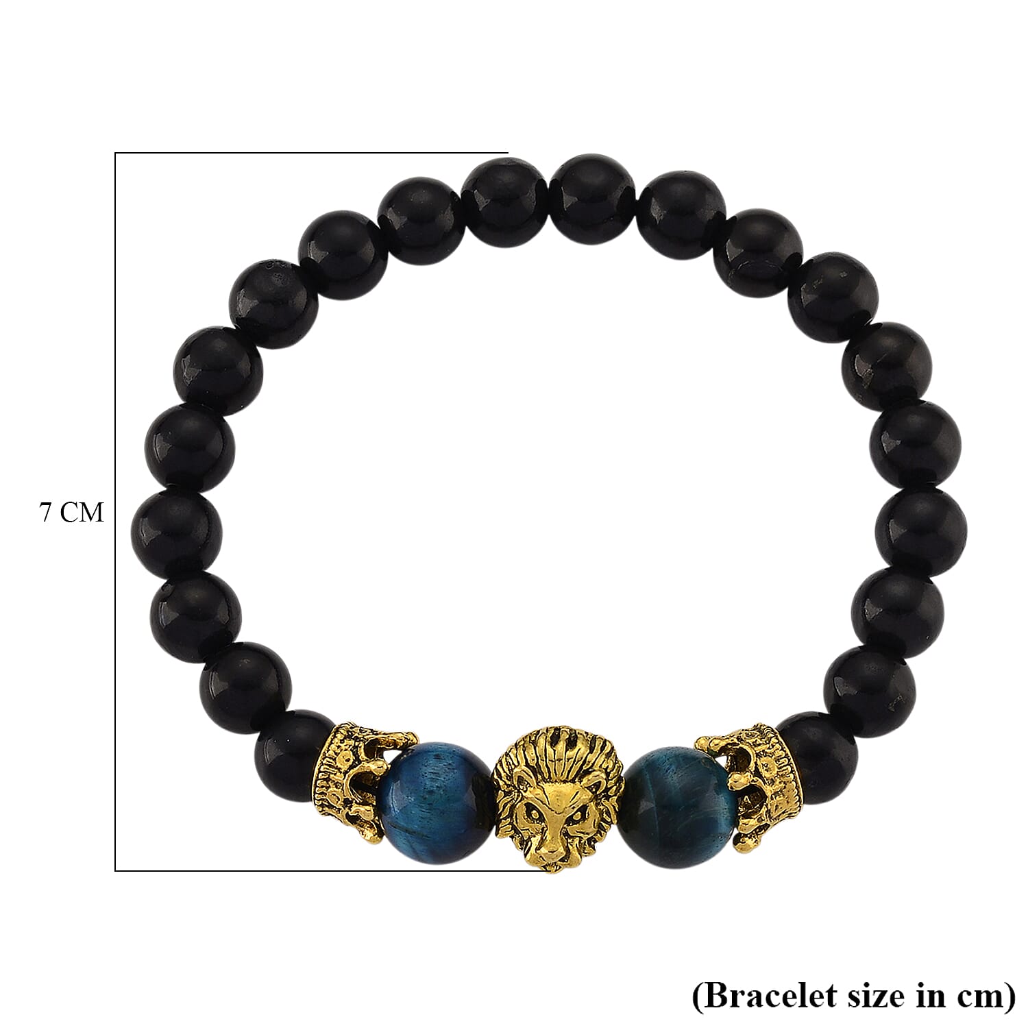 Blue Tigers Eye &amp; Natural Shungite Adjustable Lion Bracelet 70.00 Ct. 8427906 5