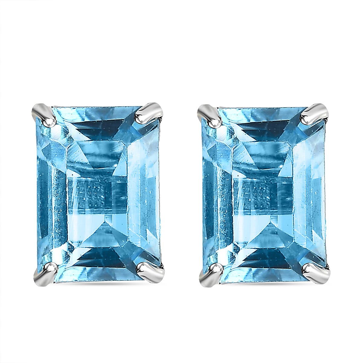D'Joy Blue Topaz Solitaire Stud Earrings with Push Back in Platinum Overlay Sterling Silver 2.43 Ct. 7509258 0