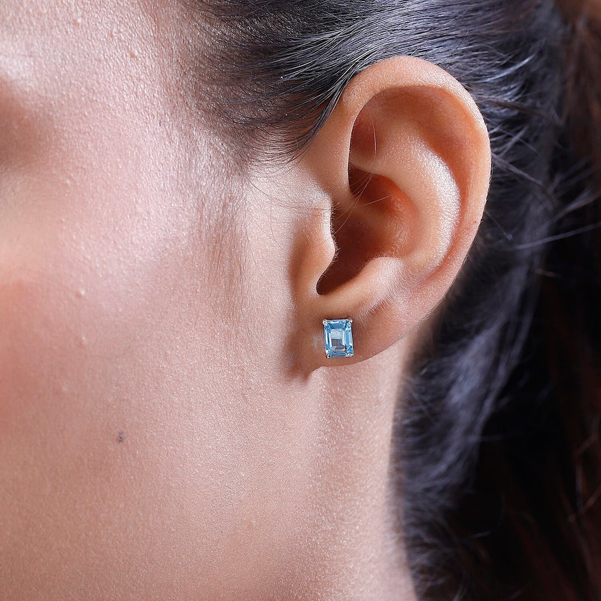 D'Joy Blue Topaz Solitaire Stud Earrings with Push Back in Platinum Overlay Sterling Silver 2.43 Ct. 7509258 3