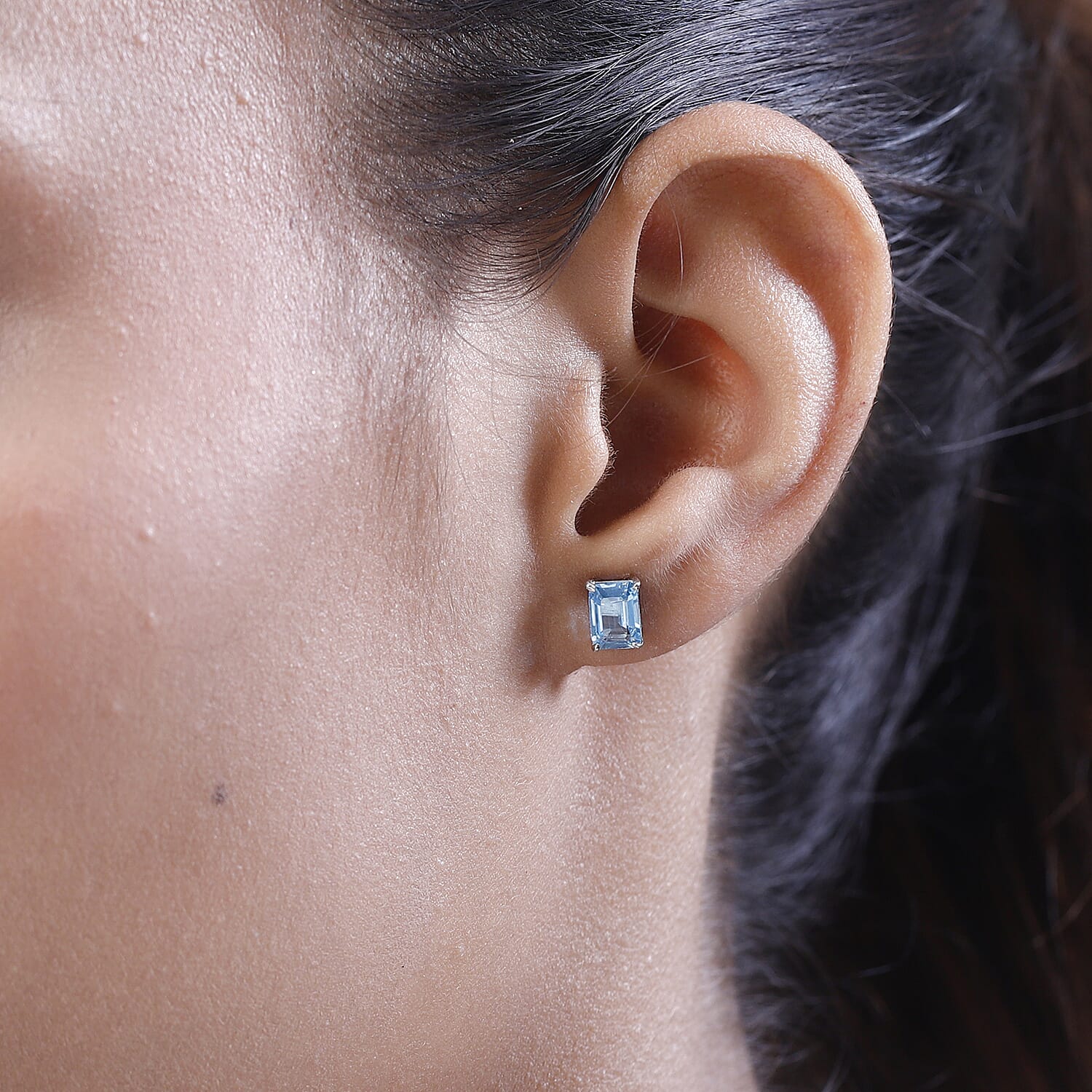 D'Joy Blue Topaz Solitaire Stud Earrings with Push Back in Platinum Overlay Sterling Silver 2.43 Ct. 7509258 3