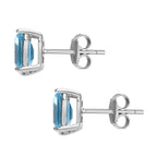 D'Joy Blue Topaz Solitaire Stud Earrings with Push Back in Platinum Overlay Sterling Silver 2.43 Ct.