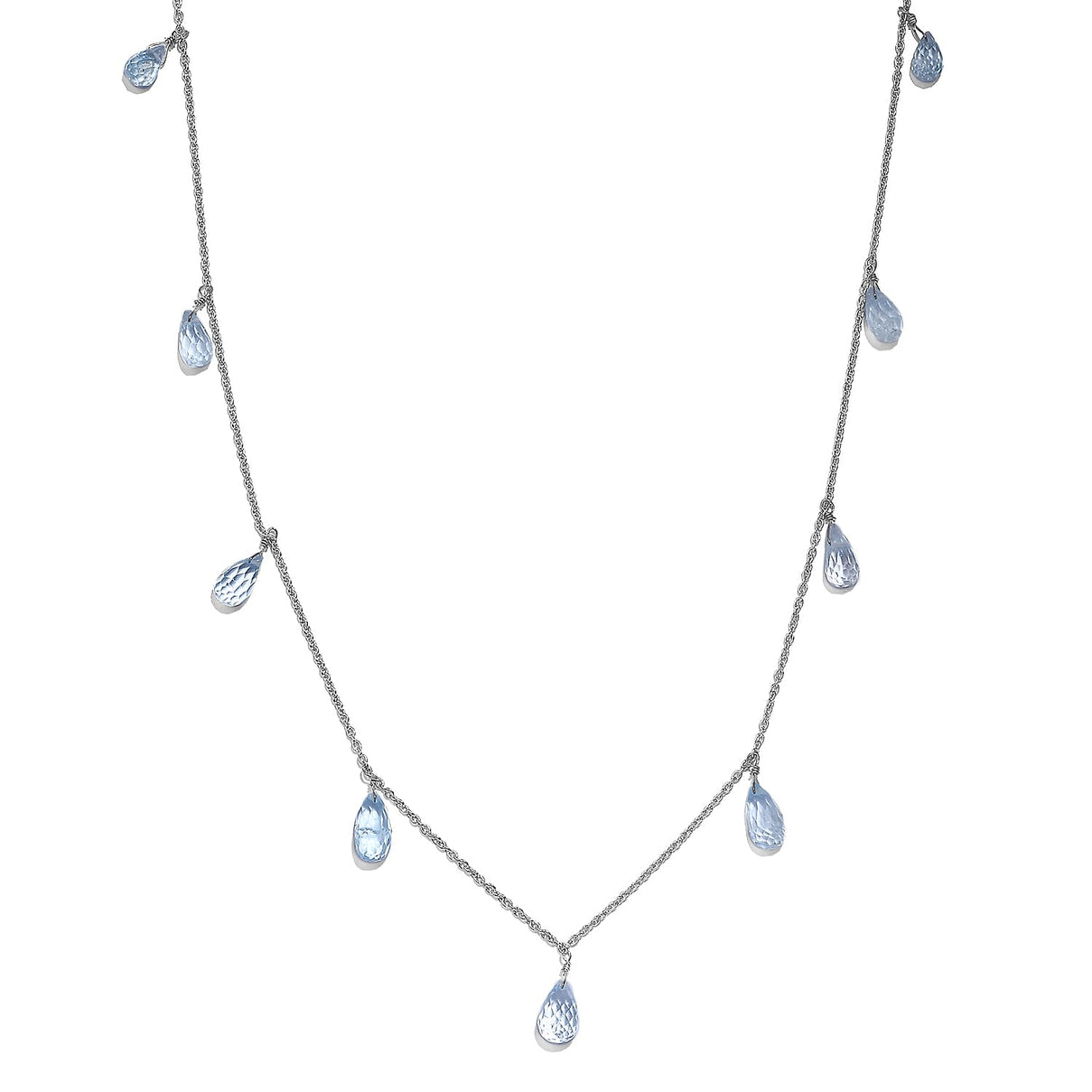 Blue Topaz Necklace (Size - 20) in Rhodium Overlay Sterling Silver 19.00 Ct. 8037250 0