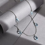 Blue Topaz Necklace (Size - 20) in Rhodium Overlay Sterling Silver 19.00 Ct.
