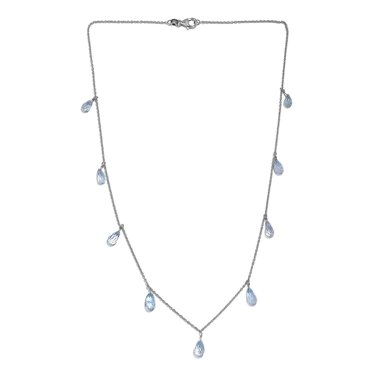 Blue Topaz Necklace (Size - 20) in Rhodium Overlay Sterling Silver 19.00 Ct. 8037250 3