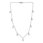 Blue Topaz Necklace (Size - 20) in Rhodium Overlay Sterling Silver 19.00 Ct.