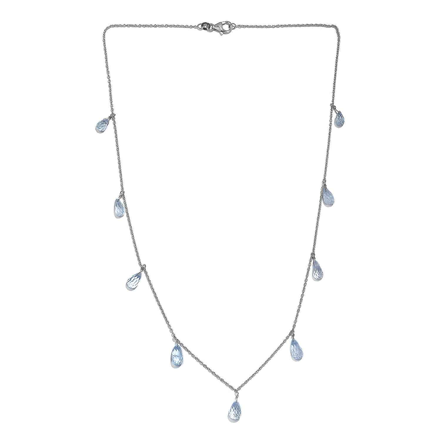 Blue Topaz Necklace (Size - 20) in Rhodium Overlay Sterling Silver 19.00 Ct. 8037250 3