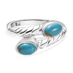 Blue Turquoise Bypass Ring in Sterling Silver 1.00 Ct.