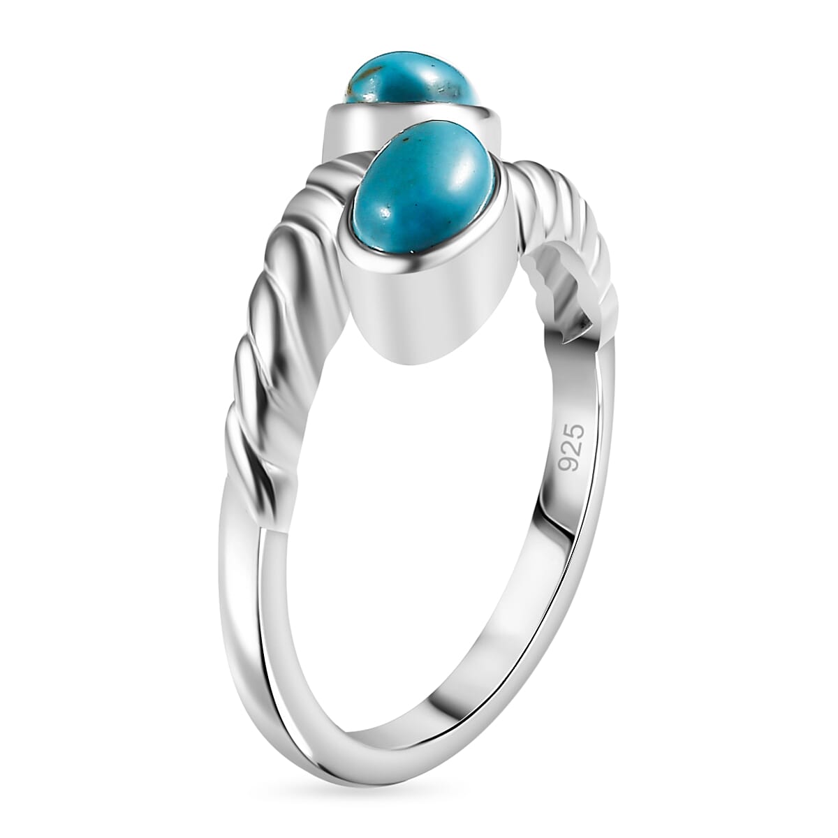 Blue Turquoise Bypass Ring in Sterling Silver 1.00 Ct. 7827756 1