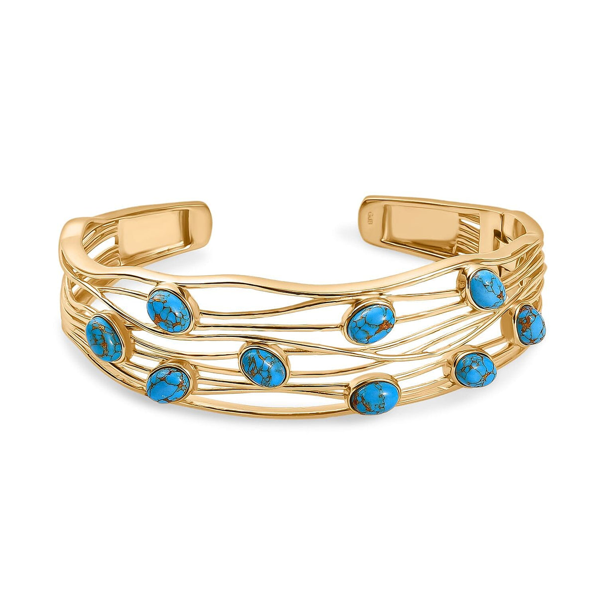 EverTrue Blue Turquoise Cuff Bangle (Size 7.5) in Yellow Gold Plated 8.15 Ct. 8062430 0