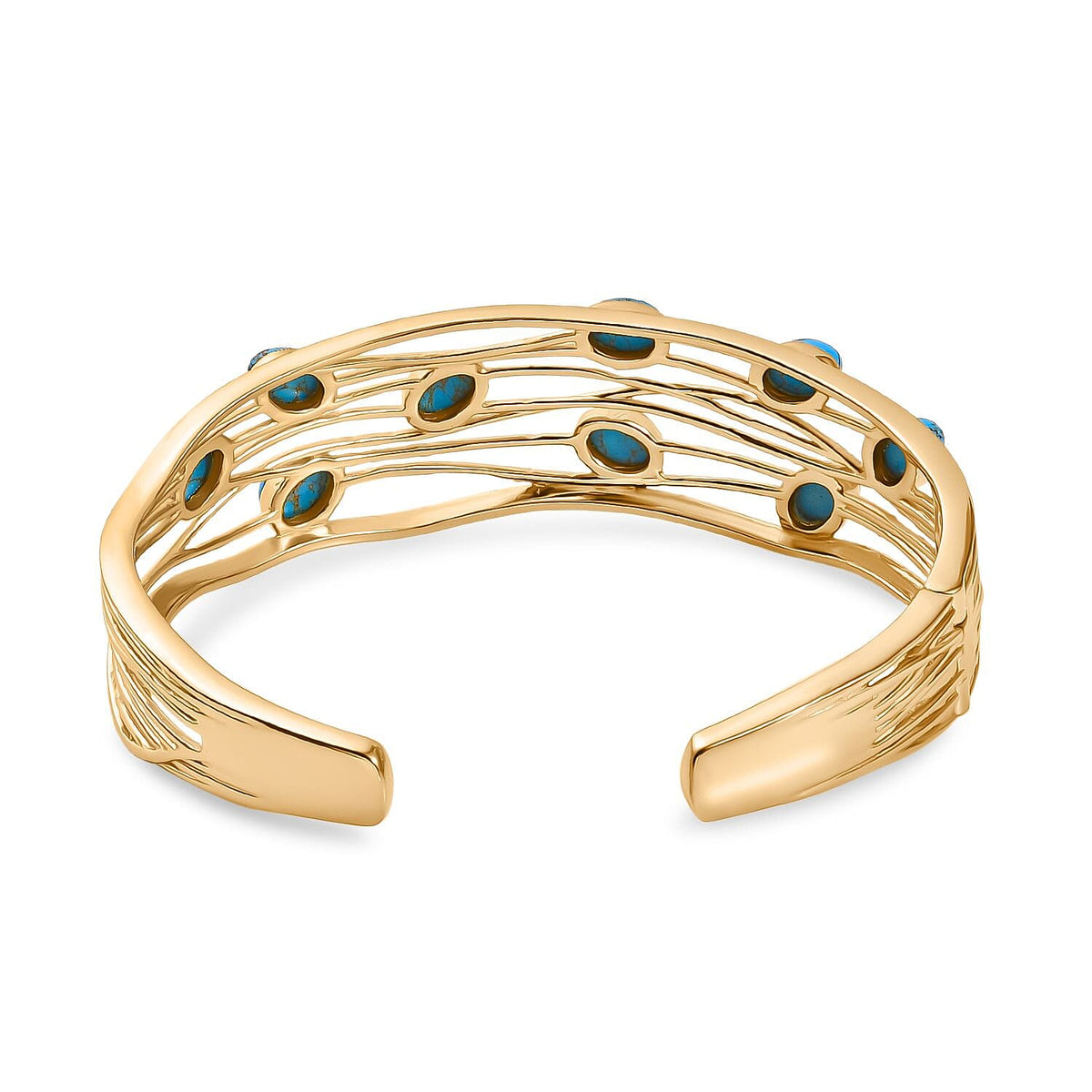 EverTrue Blue Turquoise Cuff Bangle (Size 7.5) in Yellow Gold Plated 8.15 Ct. 8062430 5