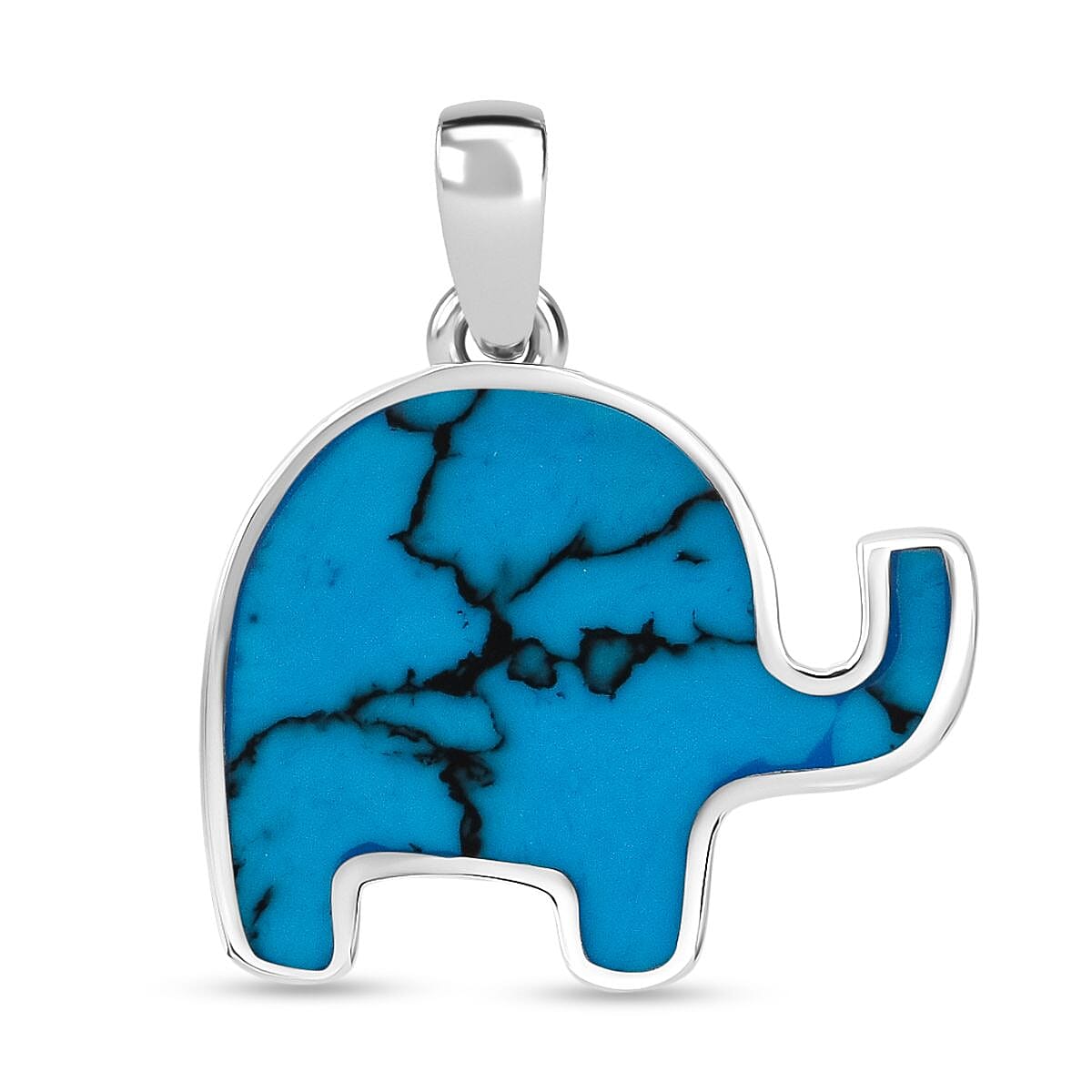 Blue Turquoise Elephant Pendant Sterling Silver 8296317 0