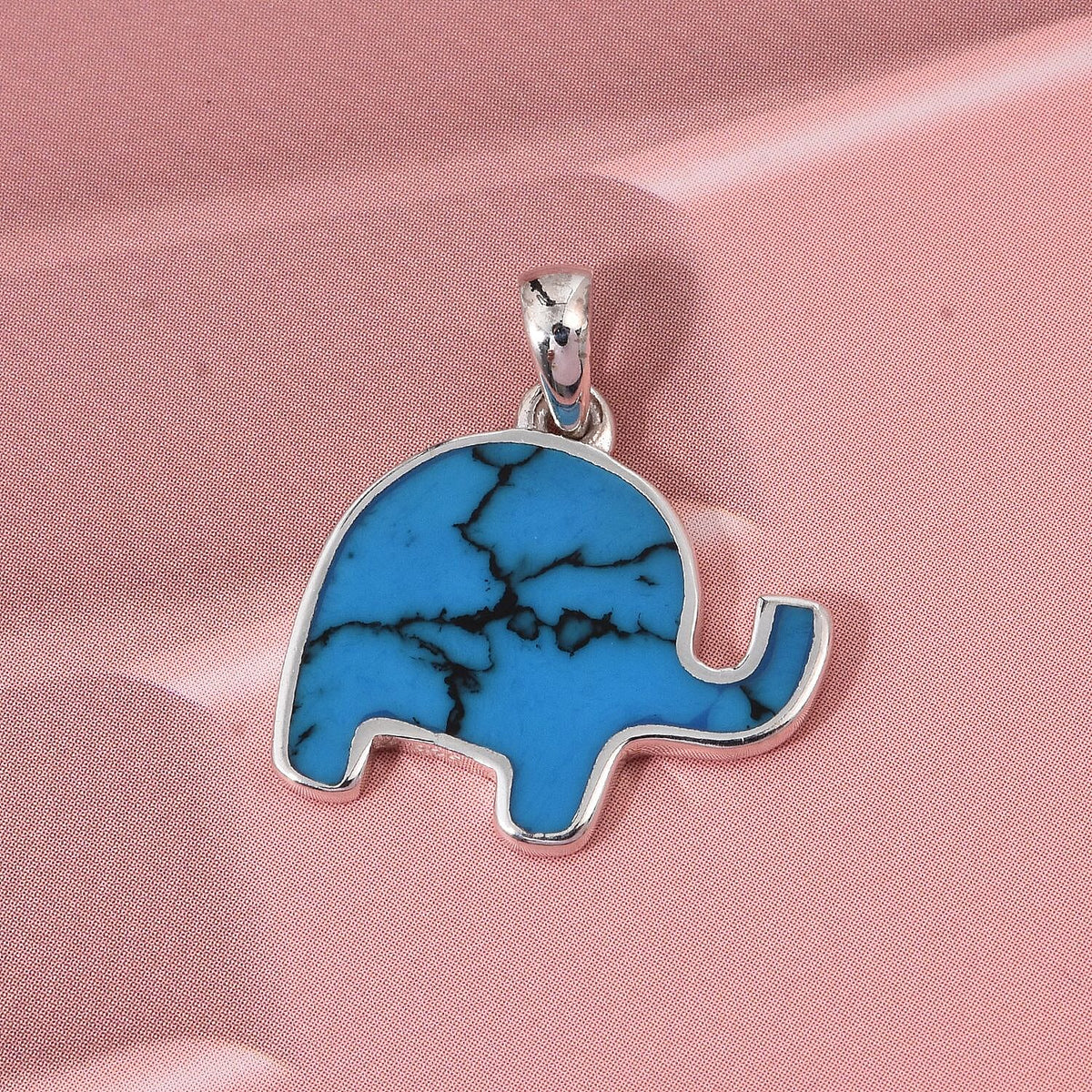 Blue Turquoise Elephant Pendant Sterling Silver 8296317 2