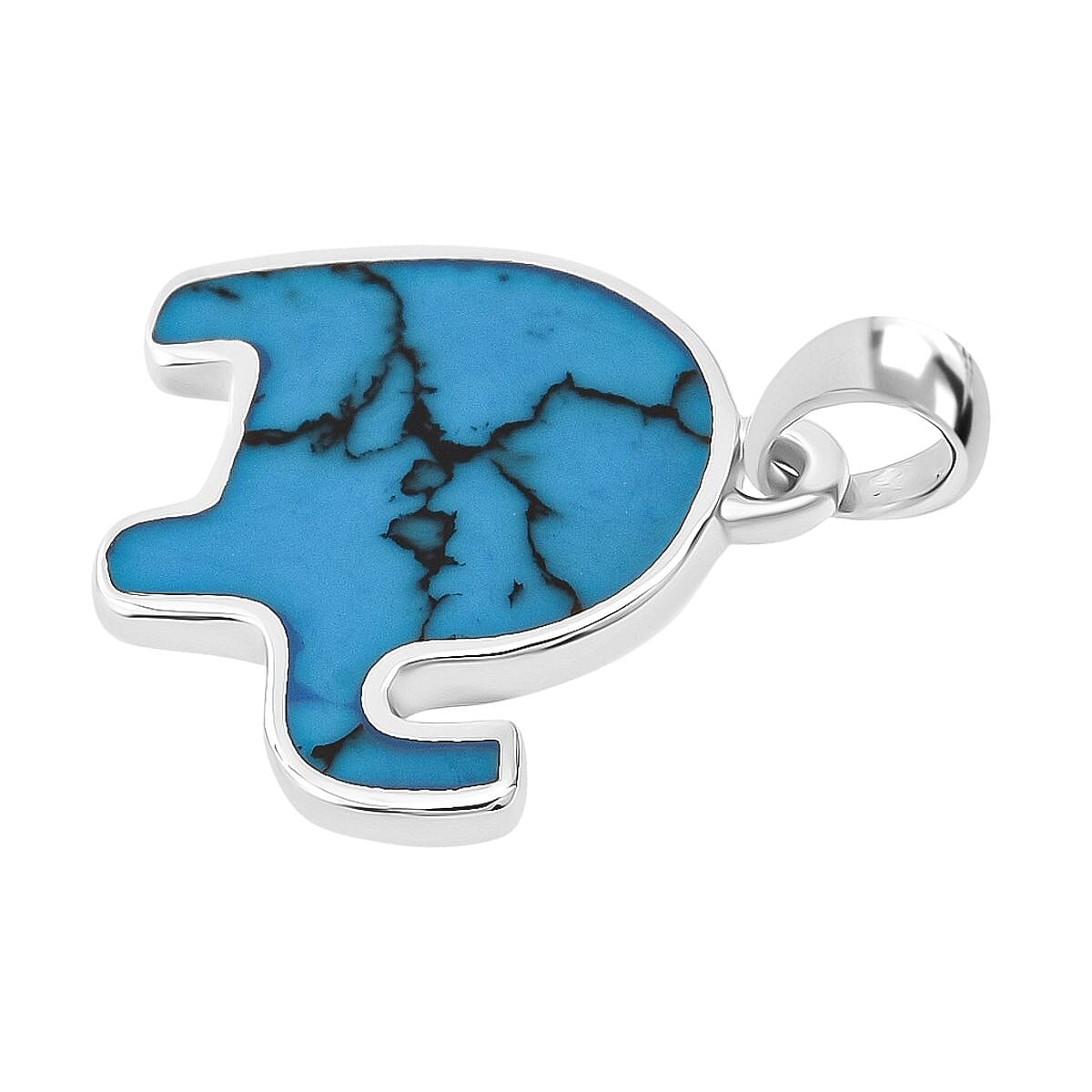 Blue Turquoise Elephant Pendant Sterling Silver 8296317 3