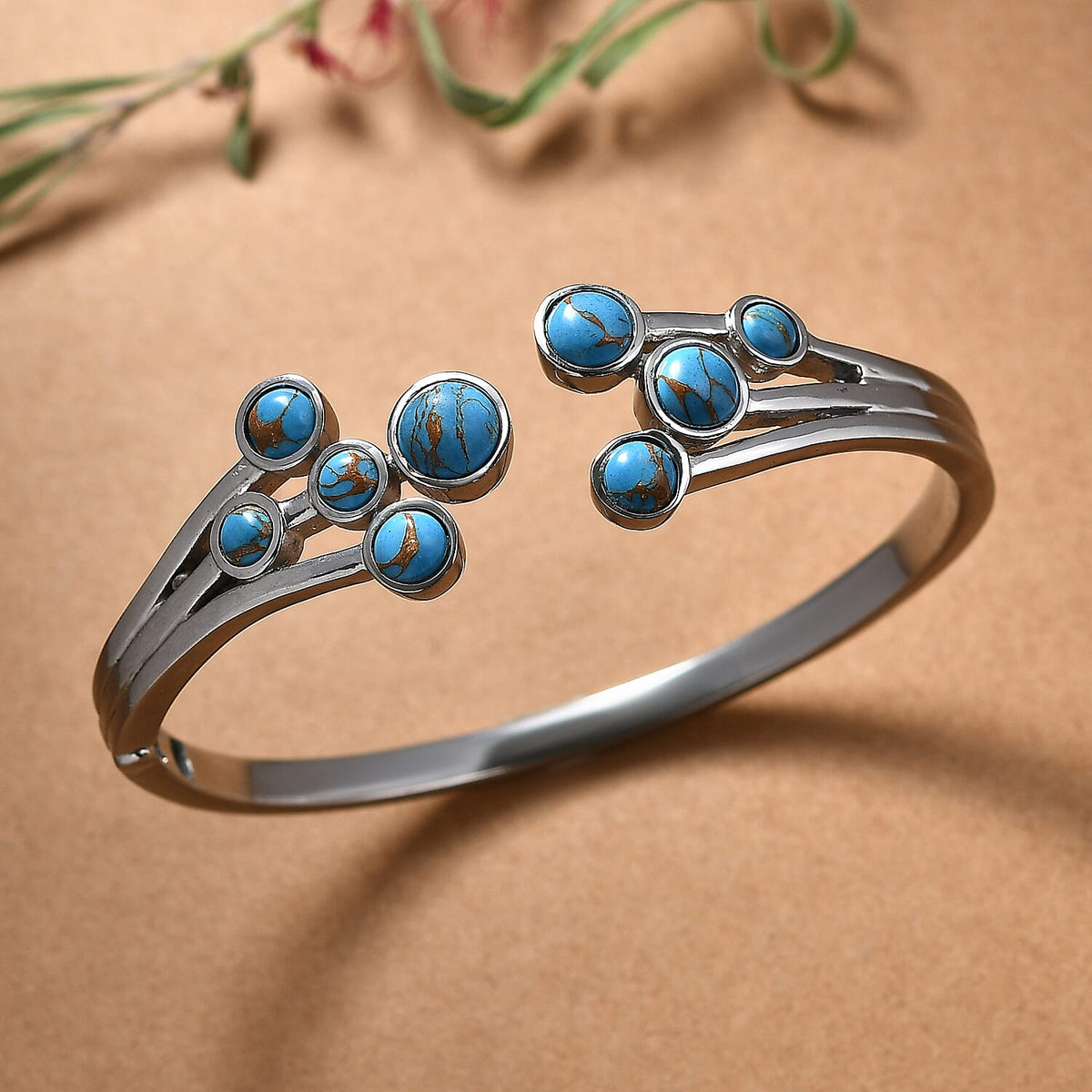 Designer Inspired -Blue Turquoise Full Bangle (Size 7.5) 8111578 1
