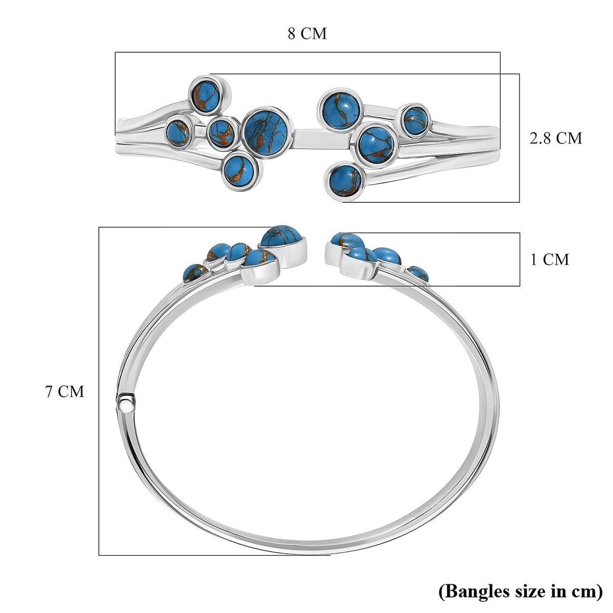 Designer Inspired -Blue Turquoise Full Bangle (Size 7.5) 8111578 5