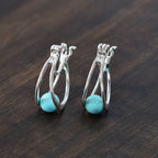 Tucson Find- Blue Turquoise Full Hoop Earring with Clasp Sterling Silver 2.68 Ct.
