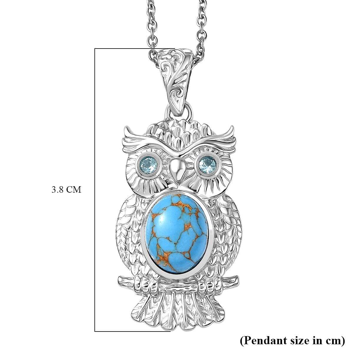 Tucson Find- Blue Turquoise &amp; Ocean Blue Apatite Pendant with Chain (Size 20) 2.87 Ct. 4359586 7