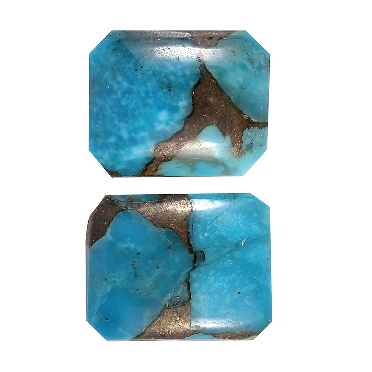 Set of 2 Blue Turquoise Loose Gemstones in Octagon Shape (10x8mm) 7814223 0