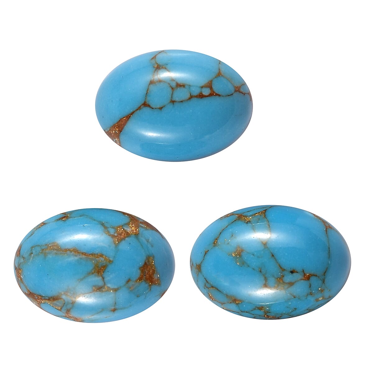 Set of 3 Blue Turquoise Loose Gemstones in Oval Shape  2.1 Ct. 8070616 0