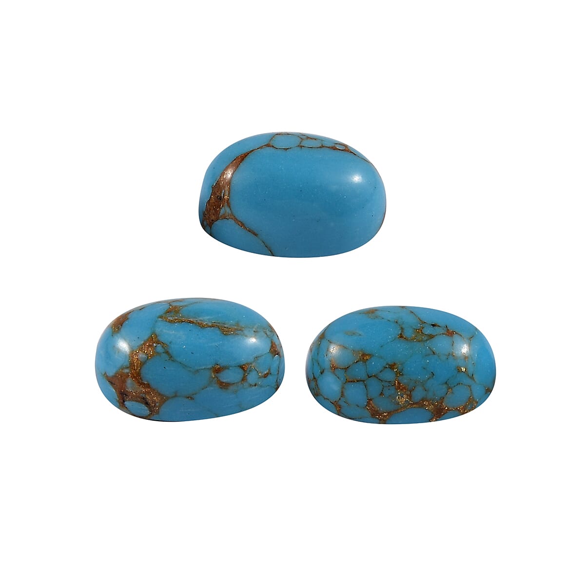 Set of 3 Blue Turquoise Loose Gemstones in Oval Shape  2.1 Ct. 8070616 3