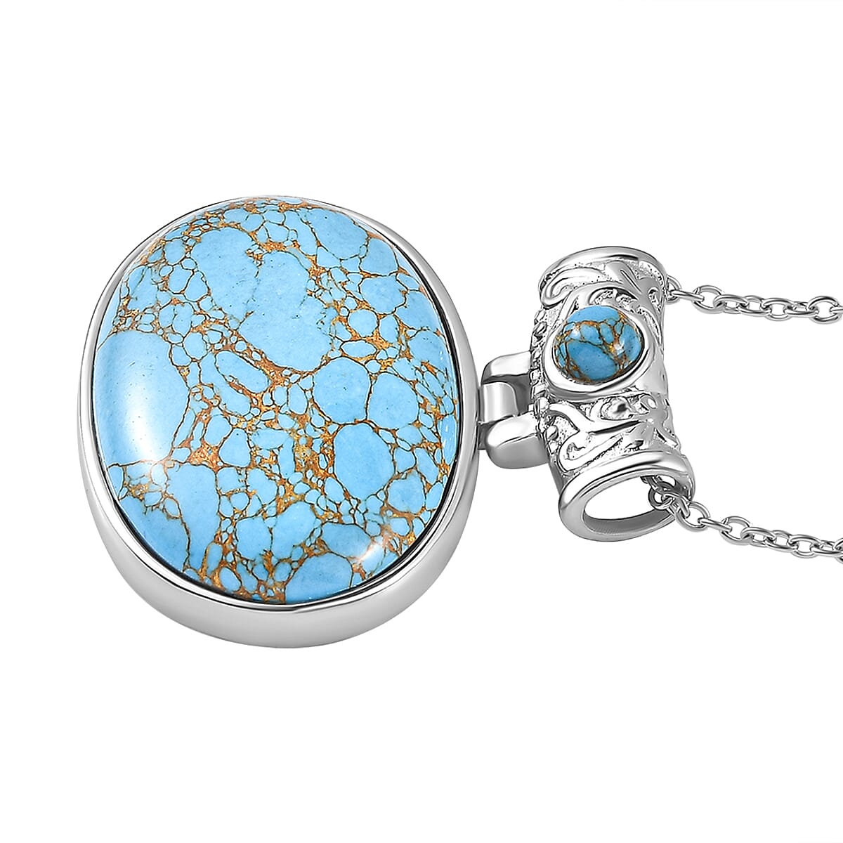 Blue Turquoise Pendant &amp; Chain with Magnetic Clasp (Size 20) 4315514 3