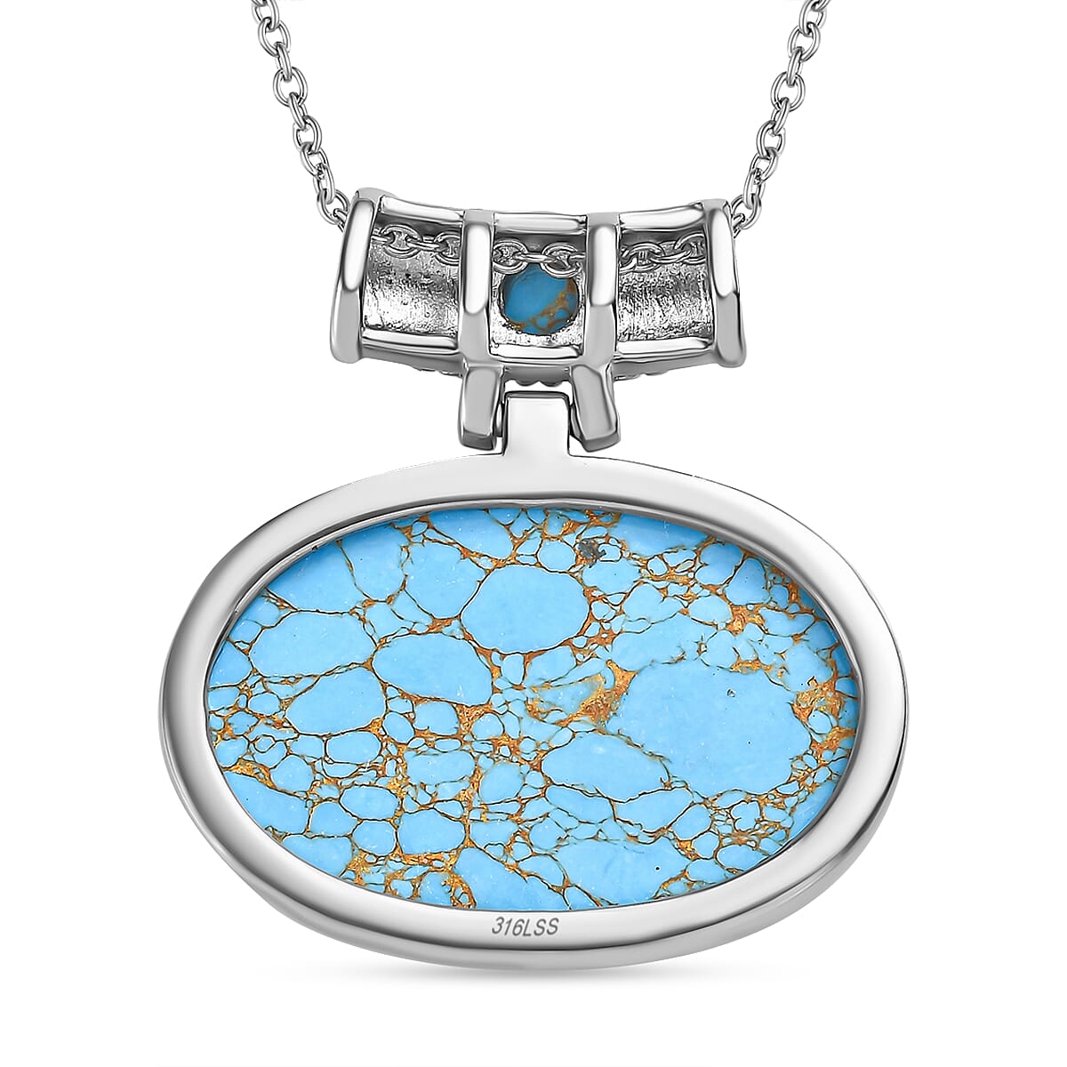 Blue Turquoise Pendant &amp; Chain with Magnetic Clasp (Size 20) 4315514 4